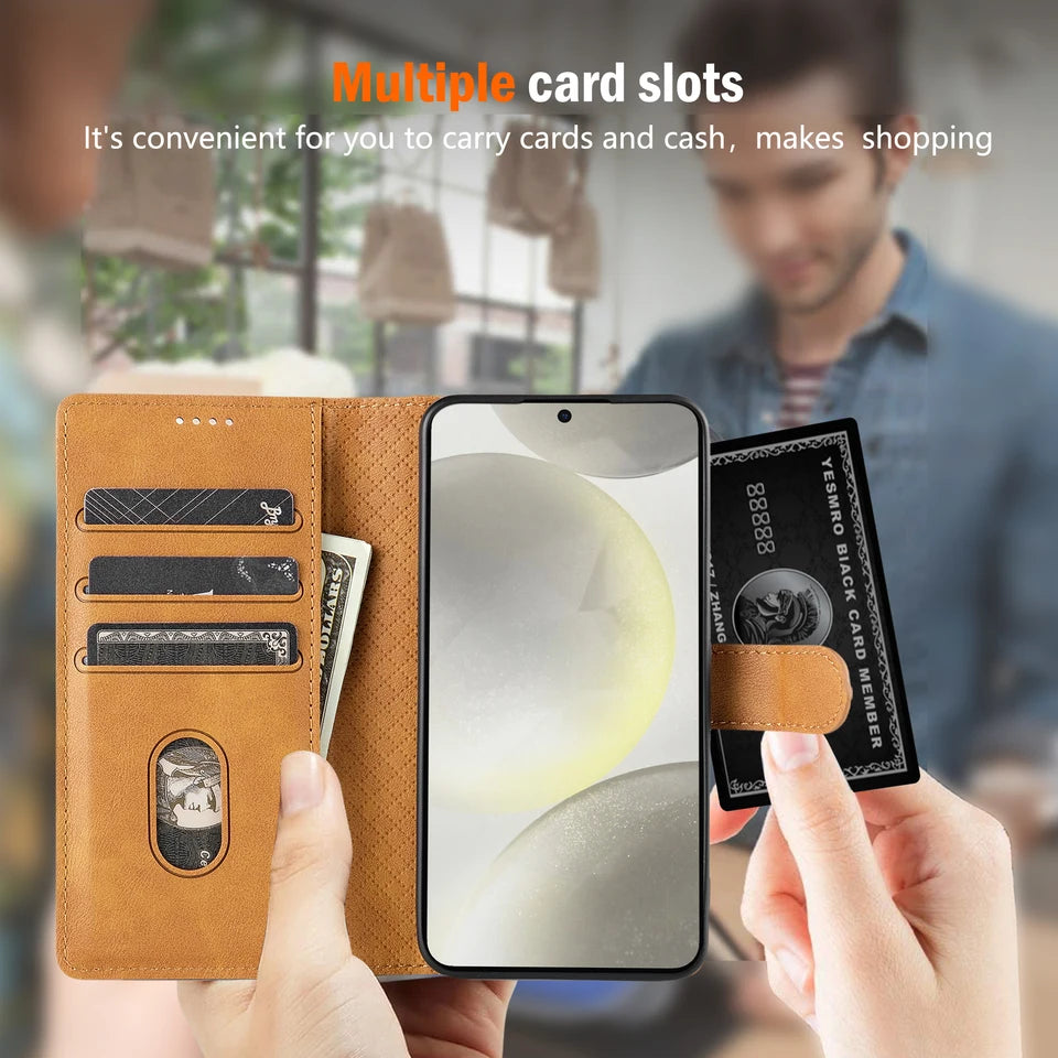 Business Leather Phone Case For Samsung Galaxy S26 S25 S24 S23 Ultra S22 S21 FE S20 S10 Plus Note20 Flip Card Wallet Cover Etui