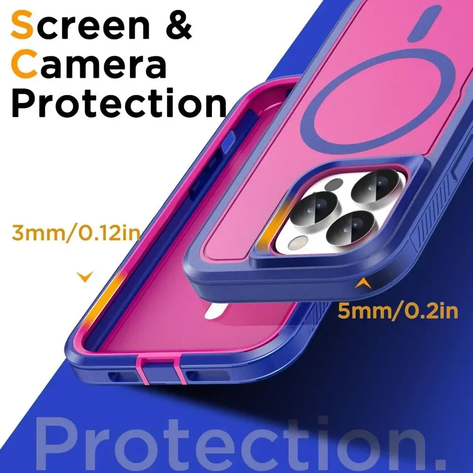 Luxury Ott Magnetic Armor Cases for IPhone 17 16 15 14 Plus 13 12 11 Pro Max Box Shockproof Charging Heavy Duty Protect Cover